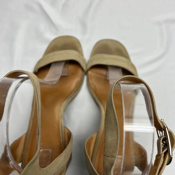 Joie Okaba Suede Stacked Heel Sand Tan Sandals 39 - Picture 4 of 10